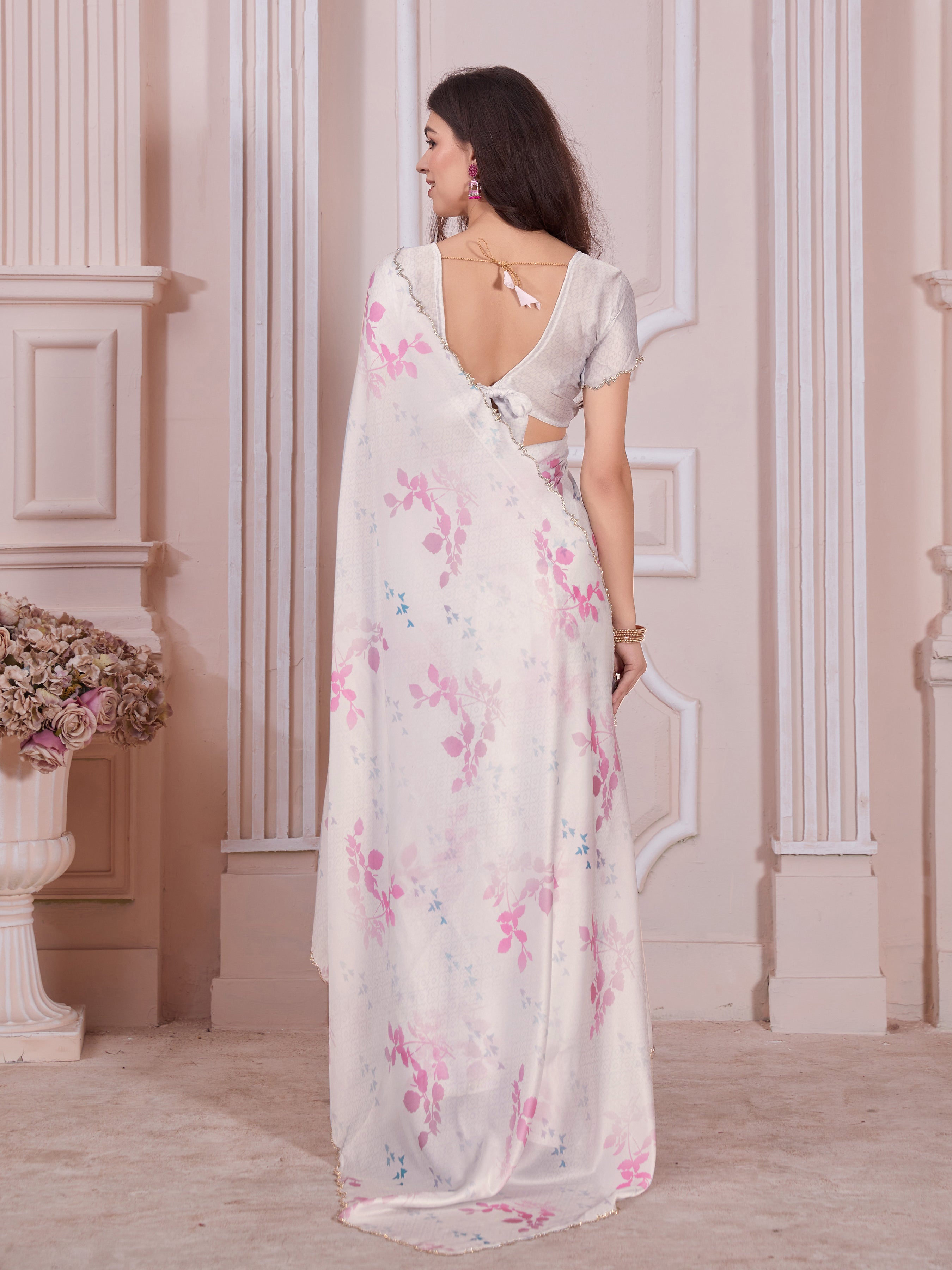 Beautiful Designer Casual Wear Pure Satin Georgette Saree