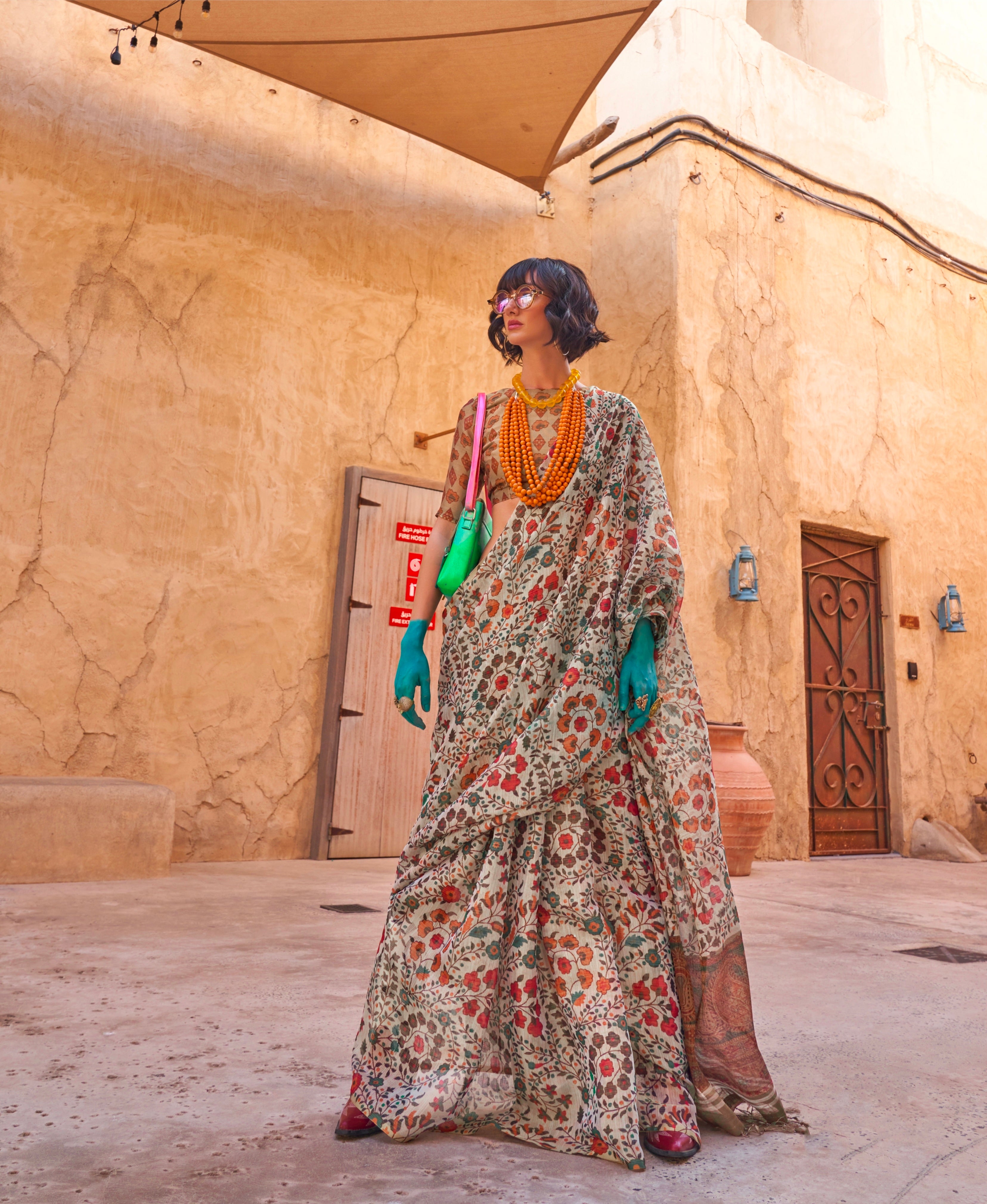 Beautiful Designer Festive Wear Handwoven Zari Tissue Print Saree