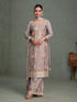 Lavender Grey Chinnon Silk Palazzo Suit