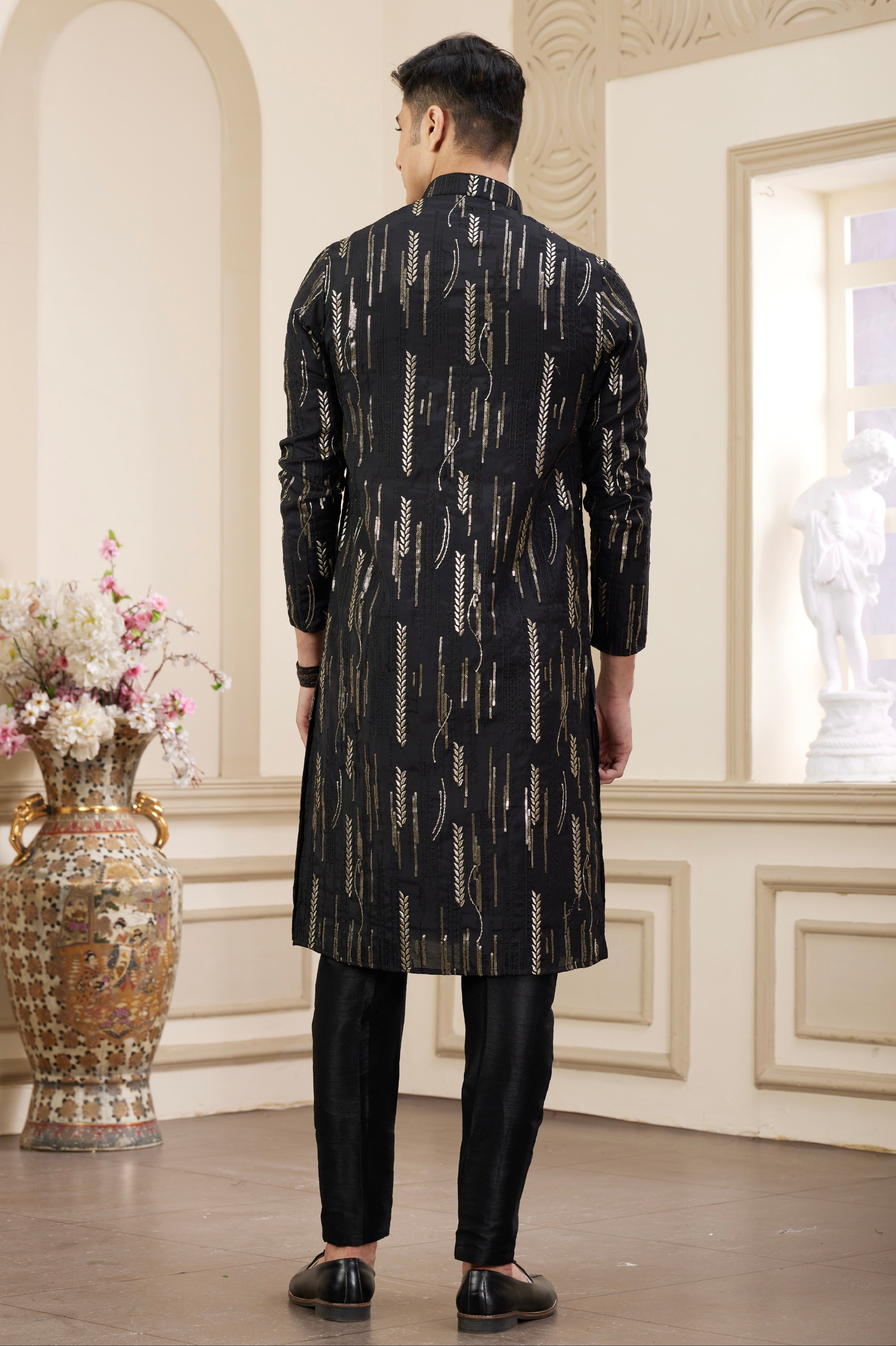 Ethnic wear black kurta for wedding