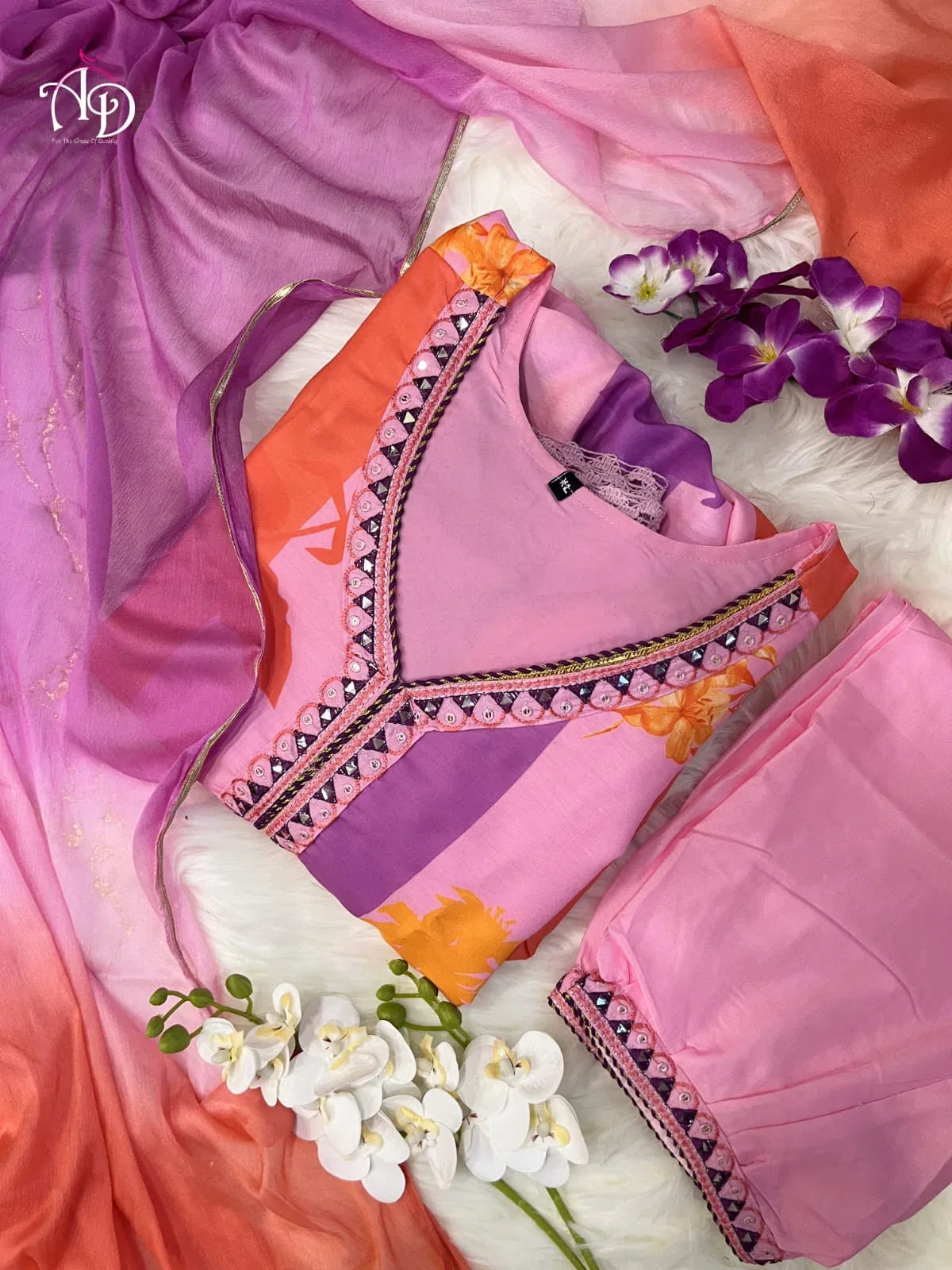 Beautiful Party Wear Pure Muslin Alia Cut Suit With Dupatta - Anant Exports