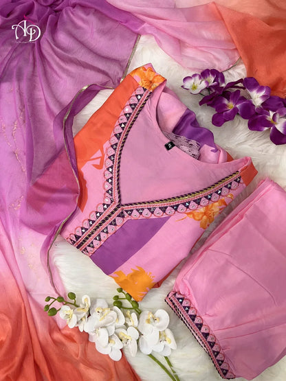 Beautiful Party Wear Pure Muslin Alia Cut Suit With Dupatta - Anant Exports