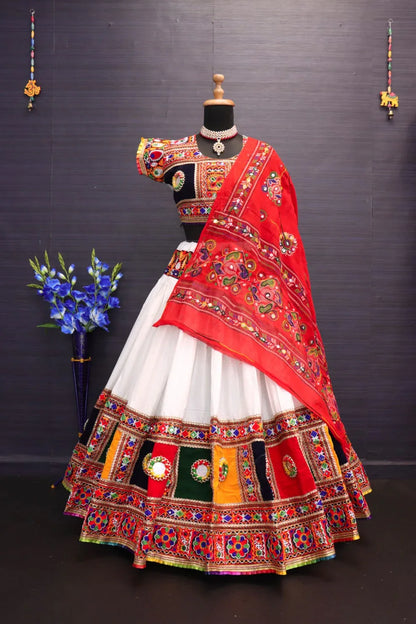 Navratri Traditional Beautiful Handmade Bangadi mirror Work Lehenga Choli