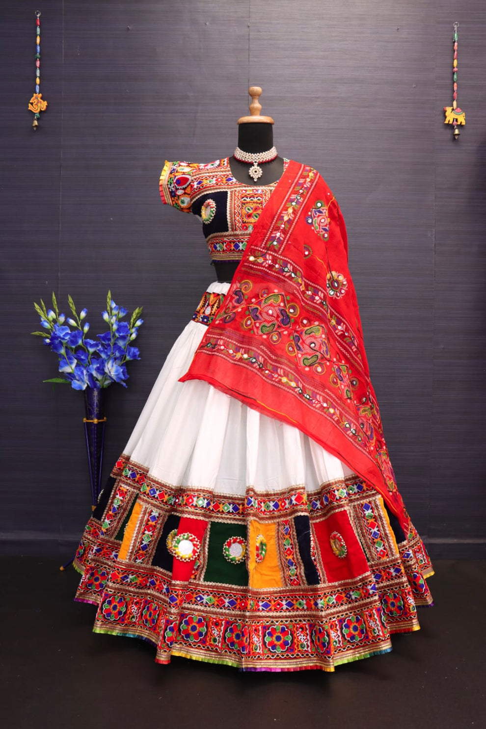 Navratri Traditional Beautiful Handmade Bangadi mirror Work Lehenga Choli