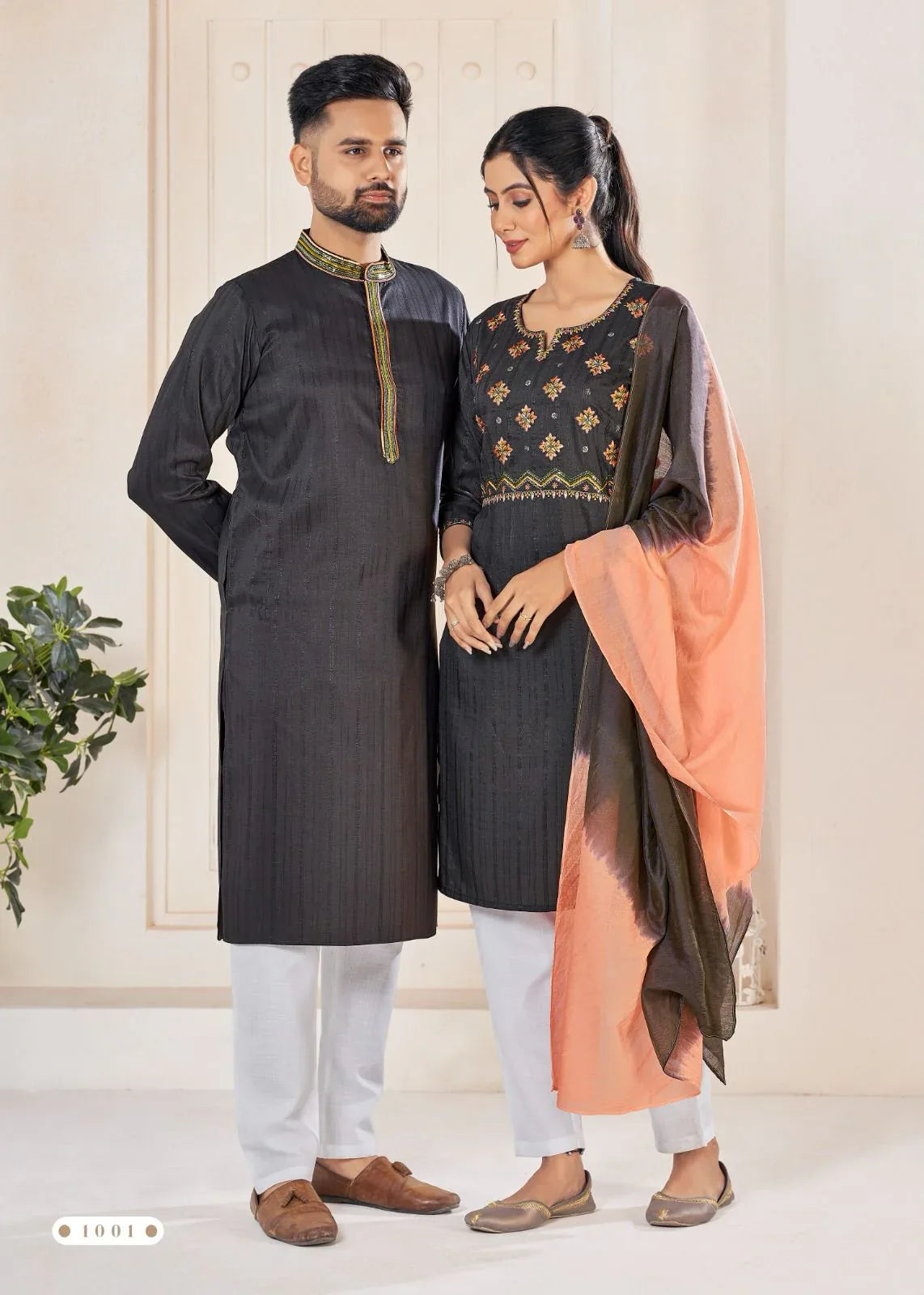 Festival Couple combo of Kurta with Pajama &amp; Kurti with Pants &amp; Dupatta Couple Goal X - Anant Exports