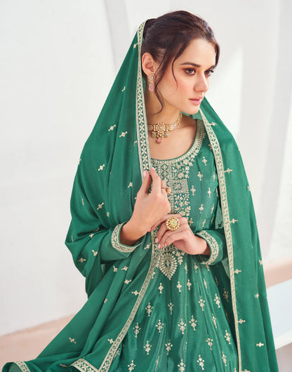 Designer Occasion Wear Latest Premium Chinnon Silk Anarkali Style Salwar Suit