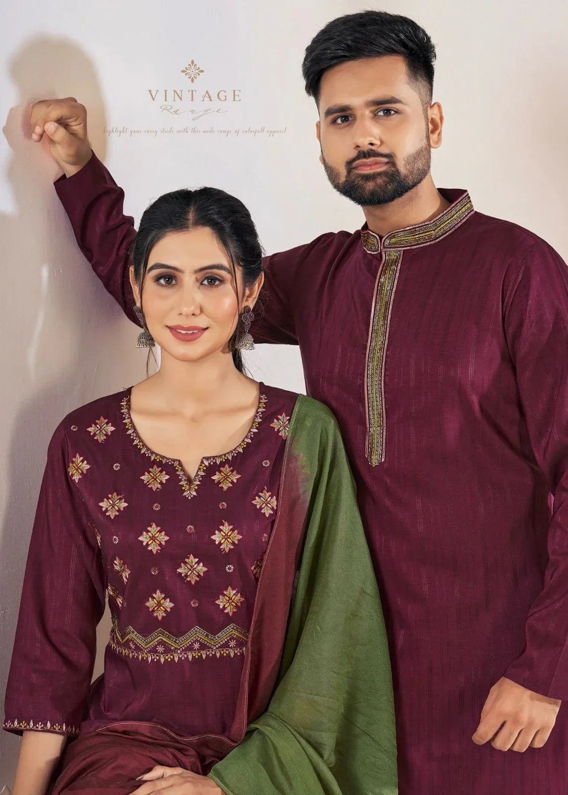Festival Couple combo of Kurta with Pajama &amp; Kurti with Pants &amp; Dupatta Couple Goal X - Anant Exports