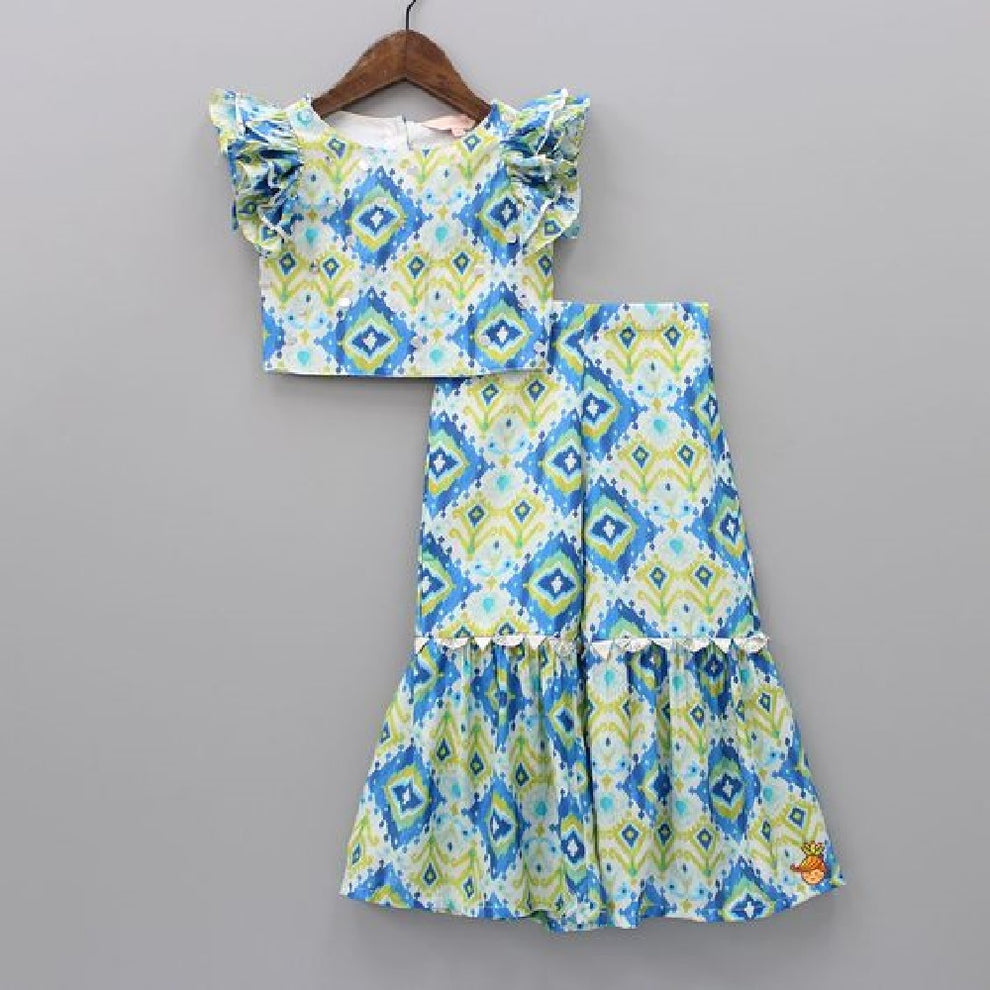 Designer Party Wear Kids Crop Top & Plazzo Dress