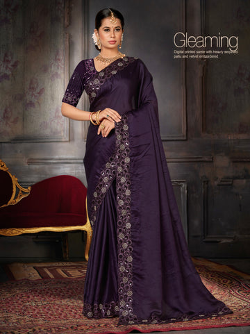Beautiful Designer Party Wear Georgette With Heavy Sequins Embroidery Saree