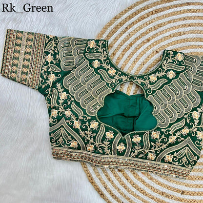 Part Wear Gold Jari With Rainbow 4 Sequence Heavy Embroidery Work Blouse - Anant Exports