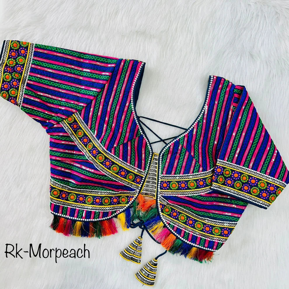 Readymade Navratri Special 11 Nidal Multi Gamthi Work Blouse - Anant Exports