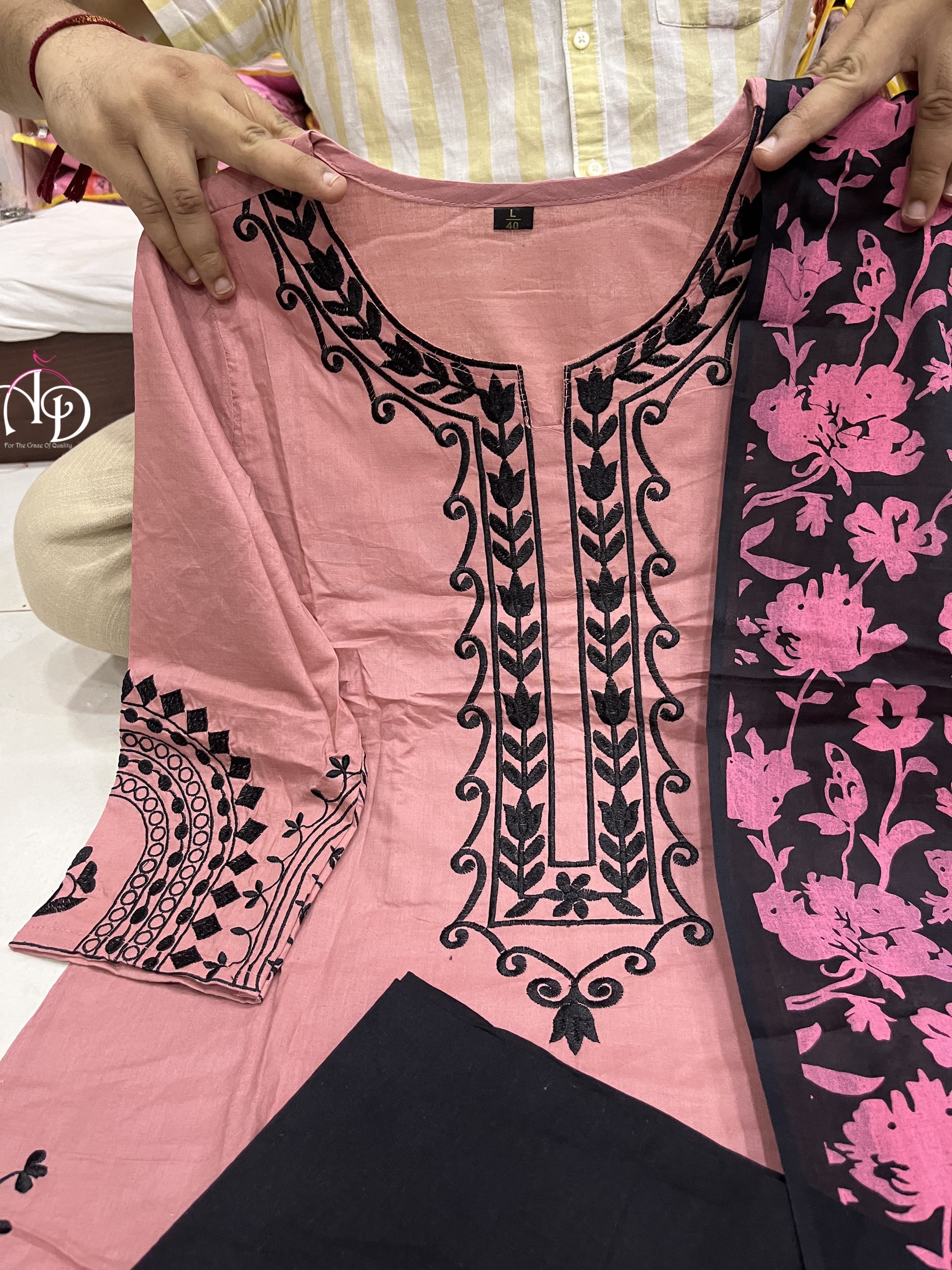 Designer Party Wear Cotton Suite with Kurta Pent with Dupptta