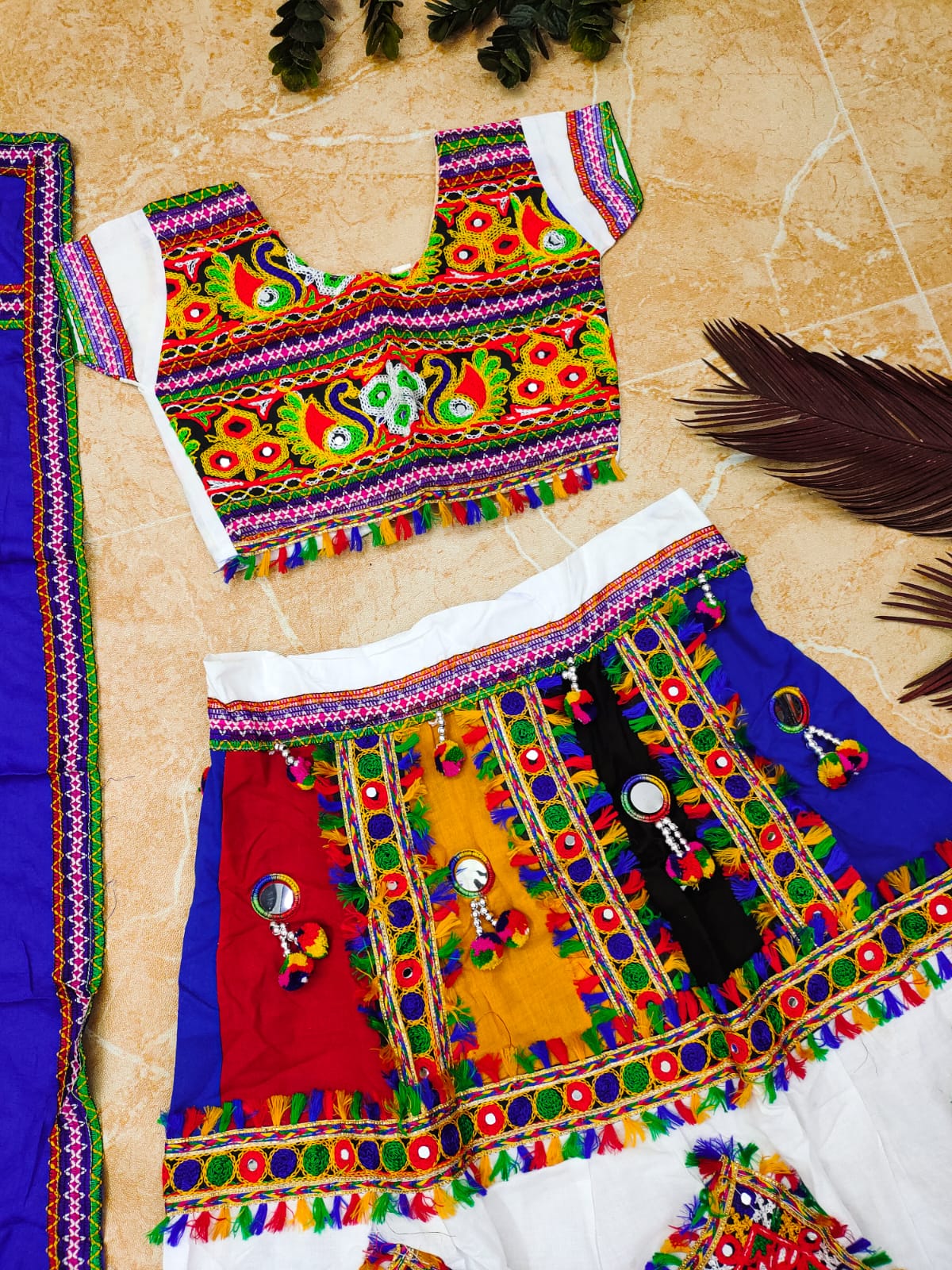 Navratri Traditional Kid's Pure Cotton With Half and Malti colour Lehenga Choli