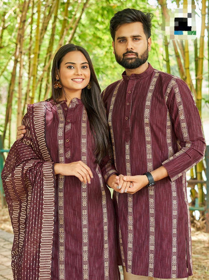 Occasion Special Couple combo of Kurta with Pajama &amp; Kurti with Pants &amp; Dupatta Dress - Anant Exports