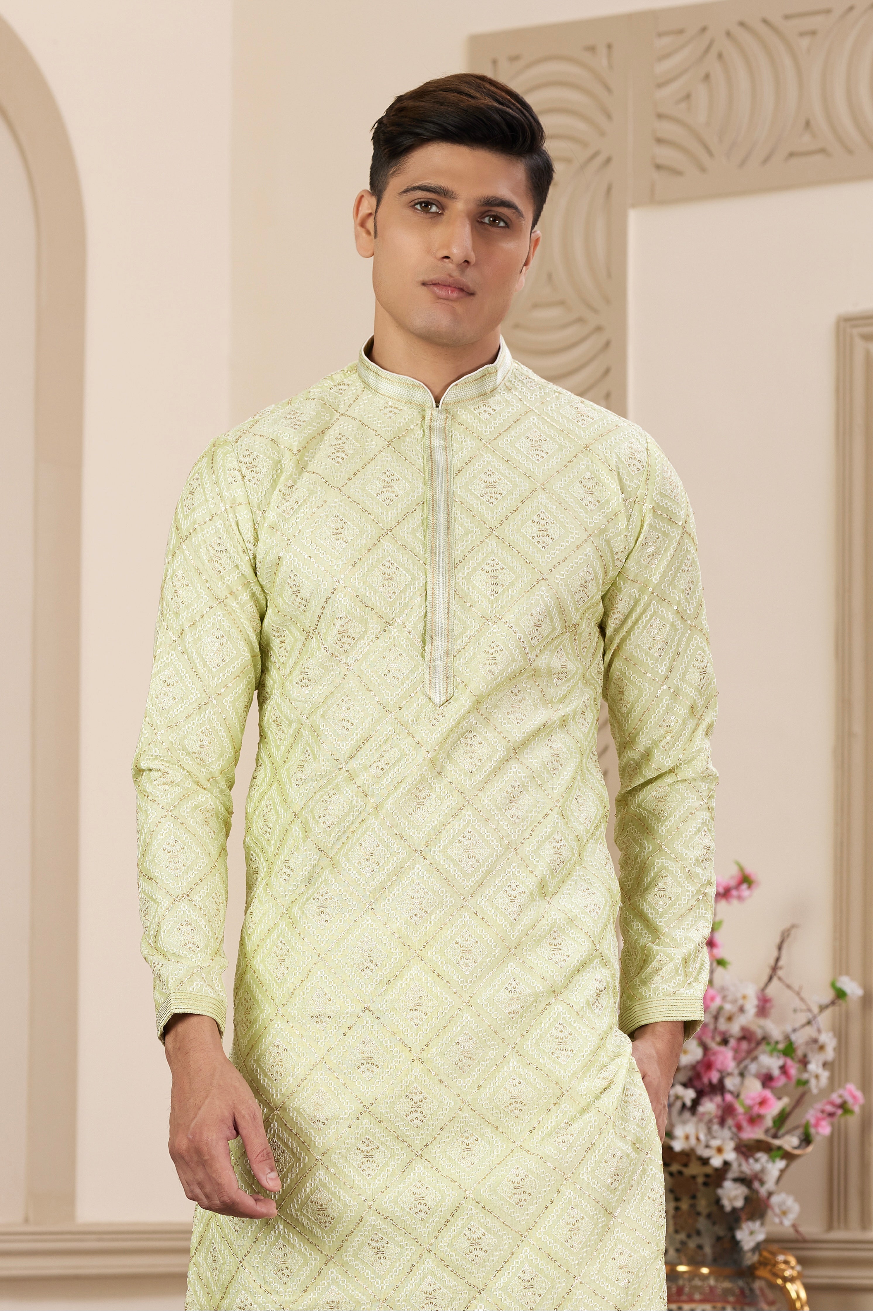 Art silk kurta for men wedding wear