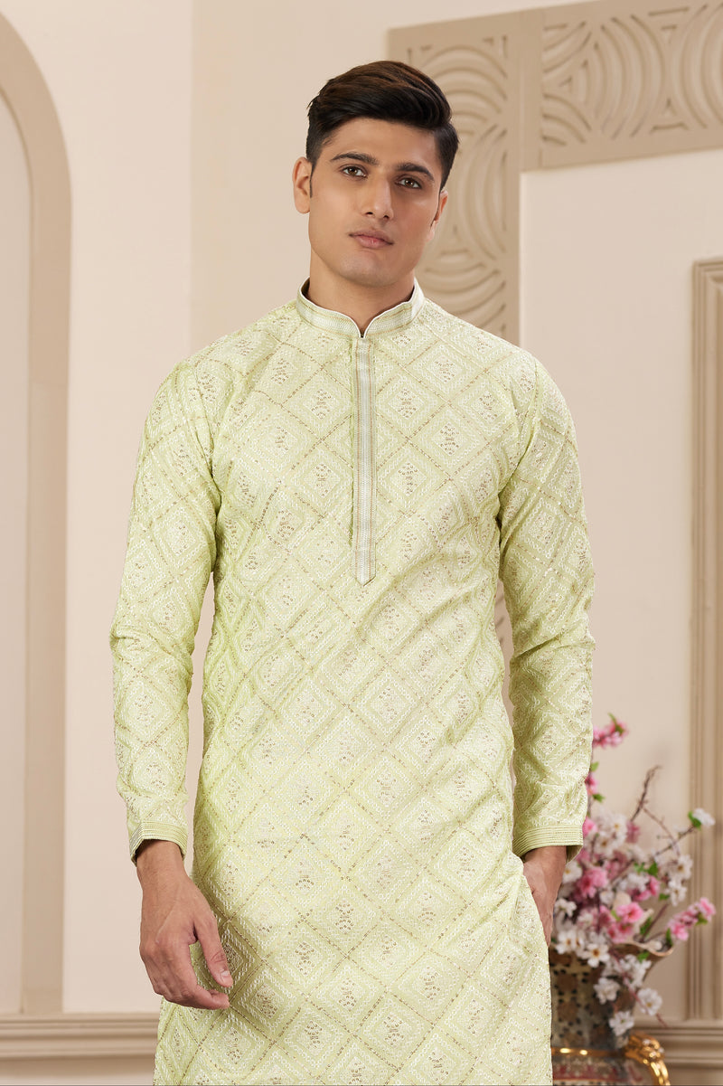 Art silk kurta for men wedding wear