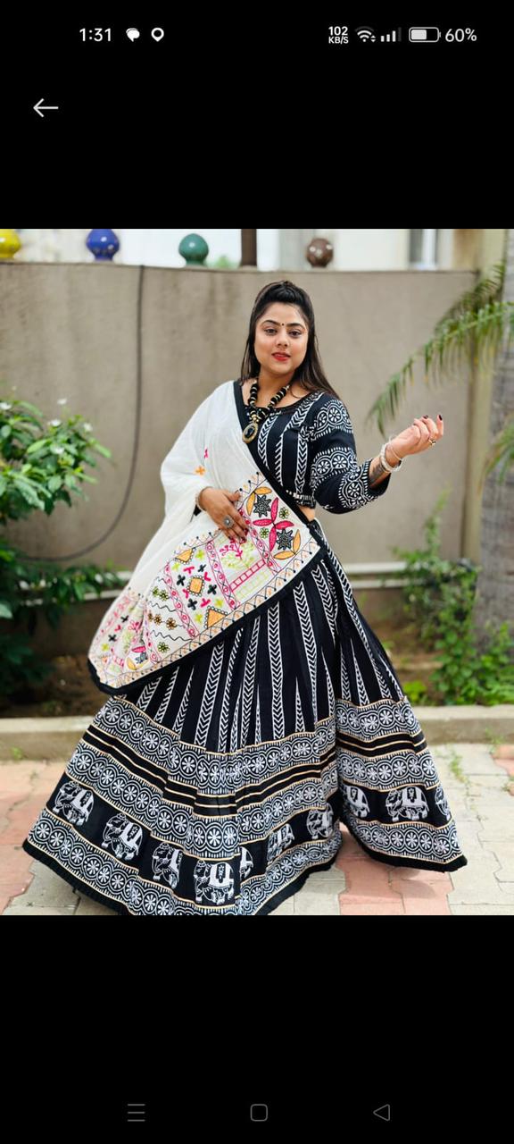 Party Wear Cotton Printed Lehenga Choli
