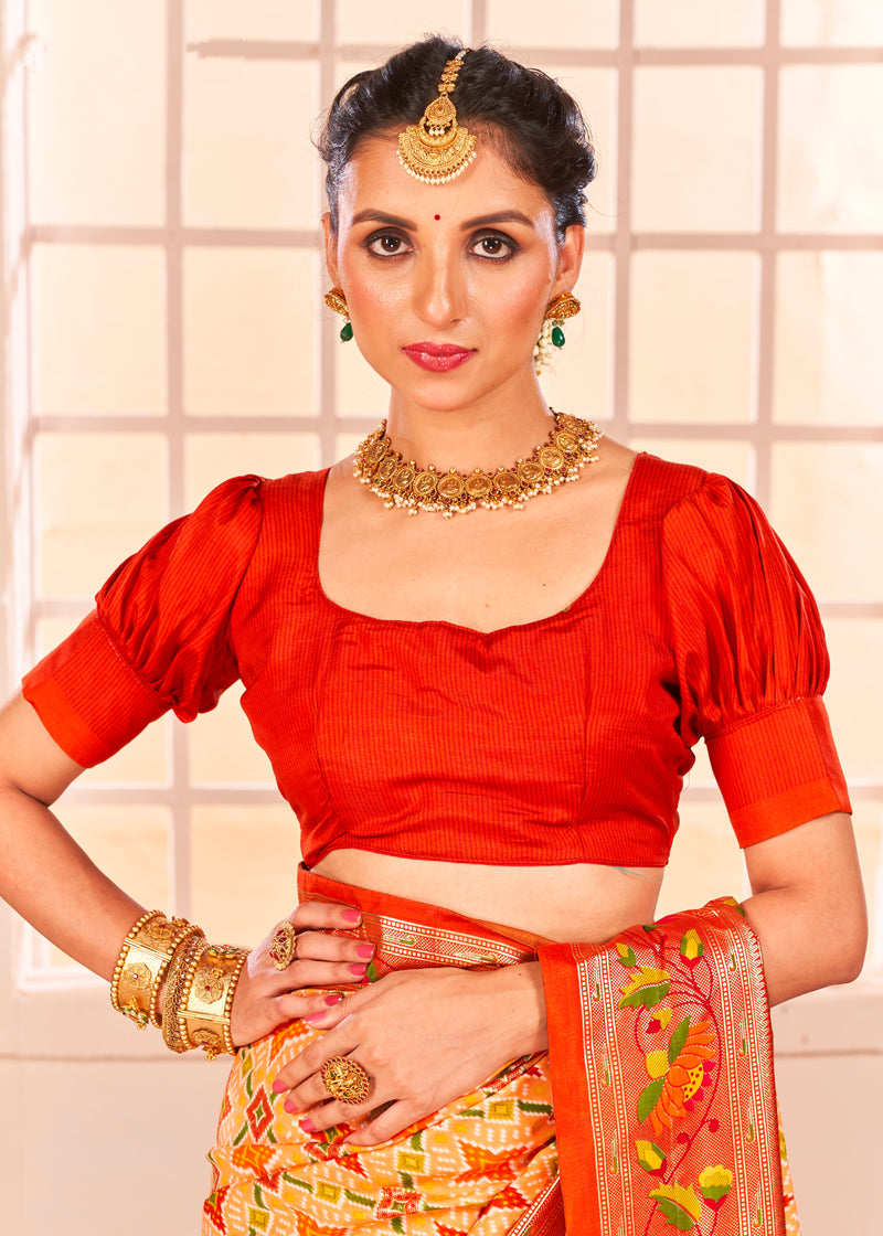 Beautiful Fancy Velvet Silk With Paithani Design Saree