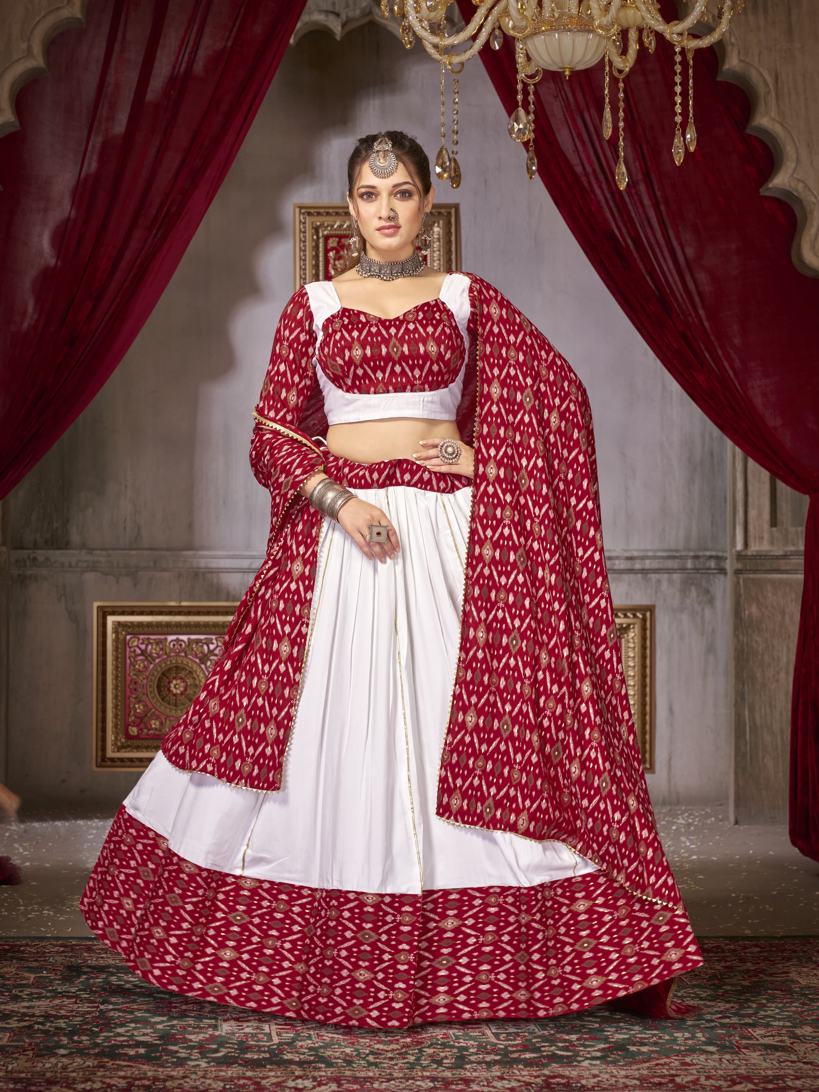 Traditional occasion Cotton Print Ikkat Lehenga Choli