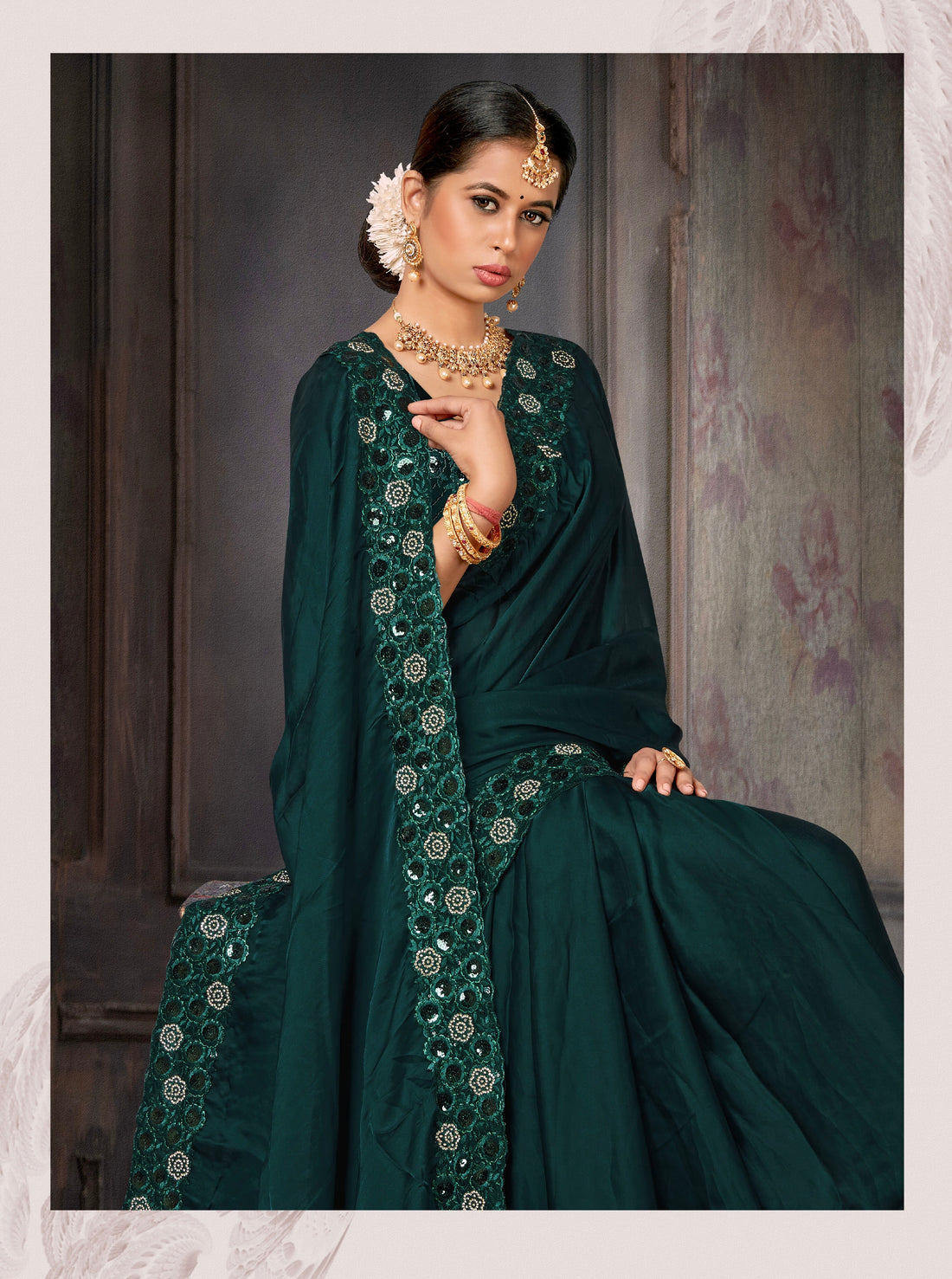 Beautiful Designer Party Wear Georgette With Heavy Sequins Embroidery Saree