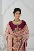 Designer pink saree with unstitched blouse
