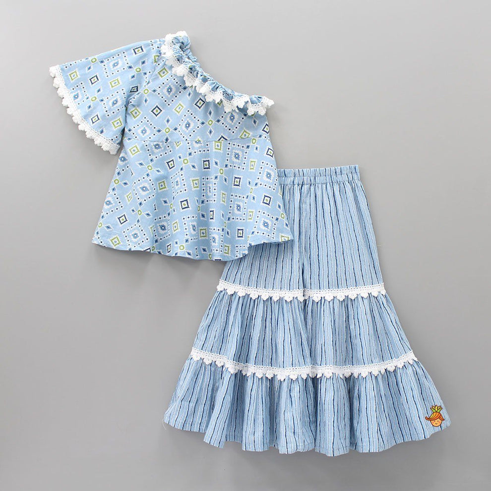 Designer Party Wear Kids Crop Top & Plazzo Dress