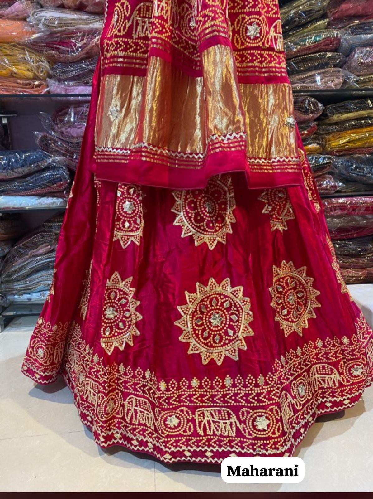 Maharani Pure Modal Gajji Silk Rajsthani Lehenga Choli ##color## Gharchola Lehenga Choli with premium fabric and embroidery