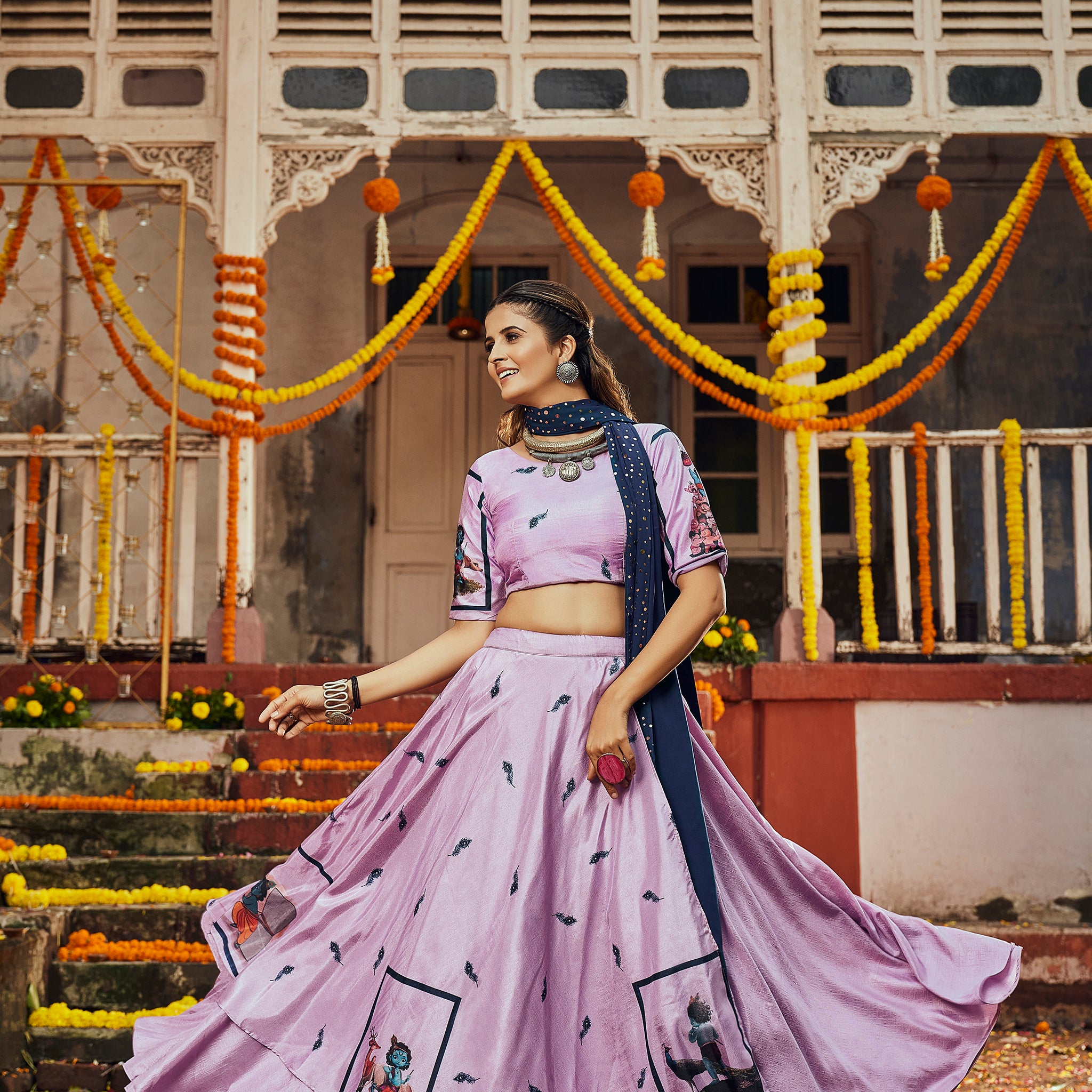 Lilac chaniya choli for Navratri
