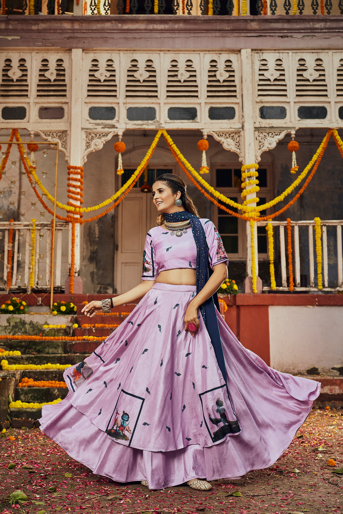 Lilac chaniya choli for Navratri