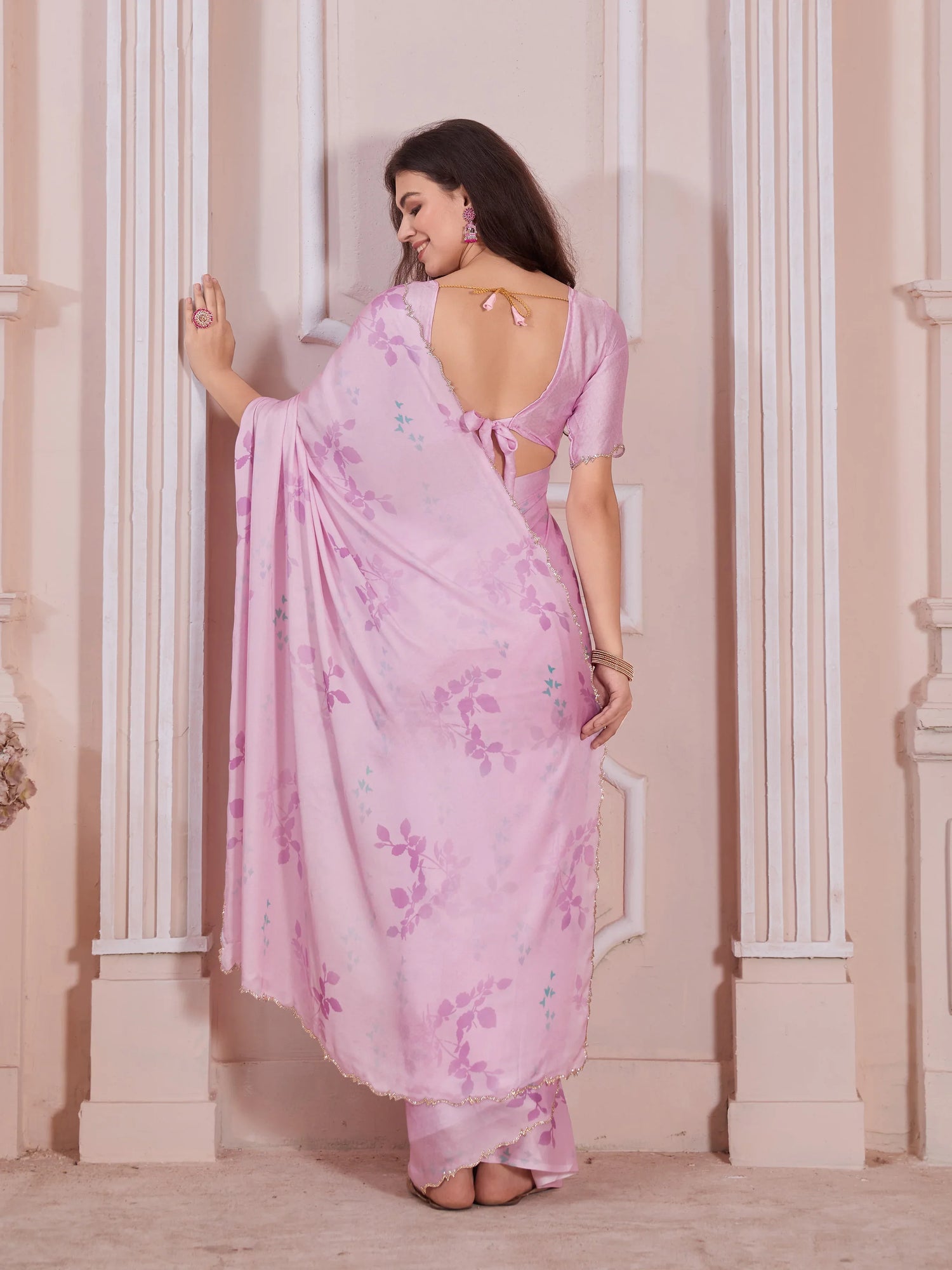 Beautiful Designer Casual Wear Pure Satin Georgette Saree