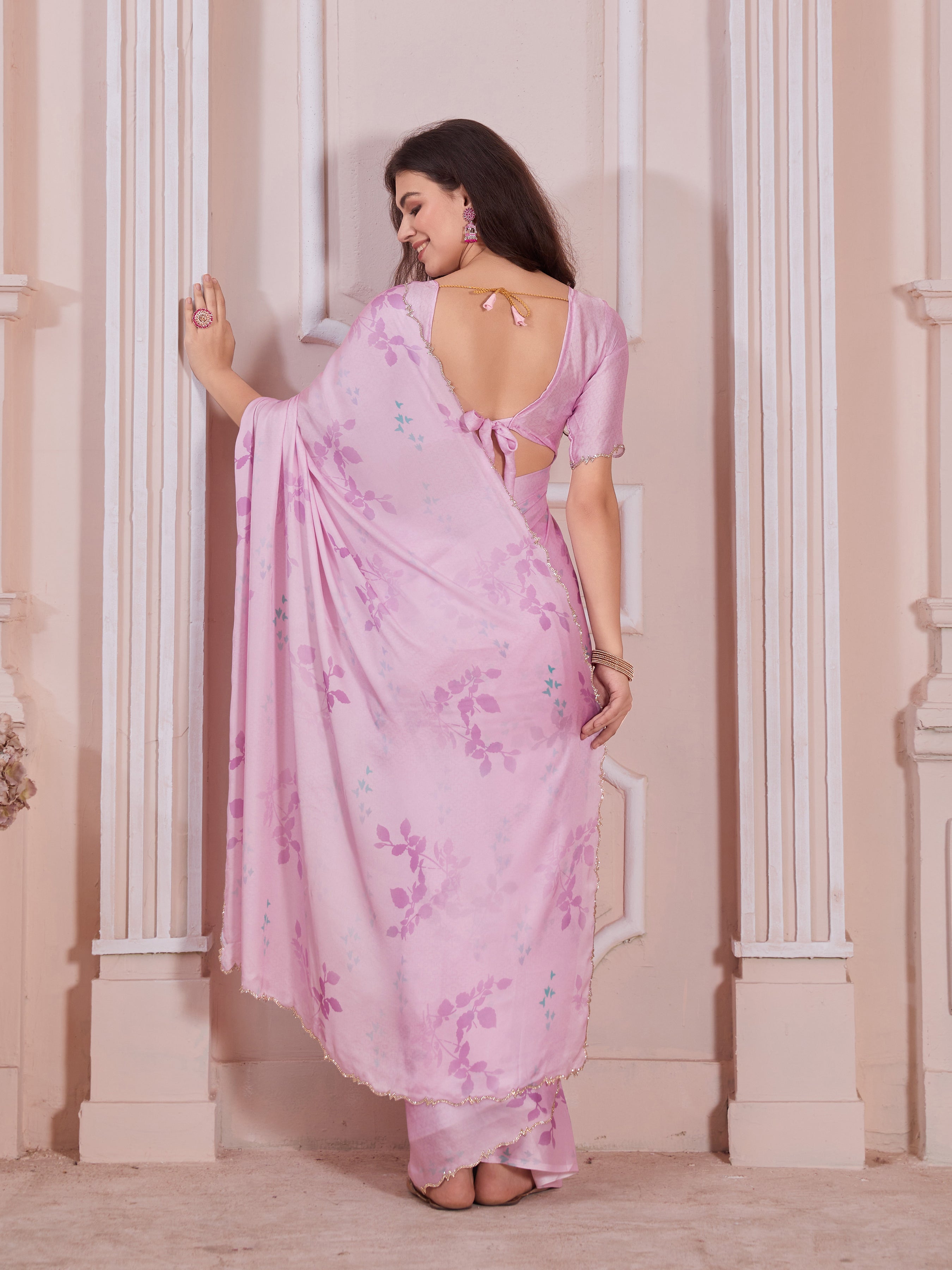 Beautiful Designer Casual Wear Pure Satin Georgette Saree