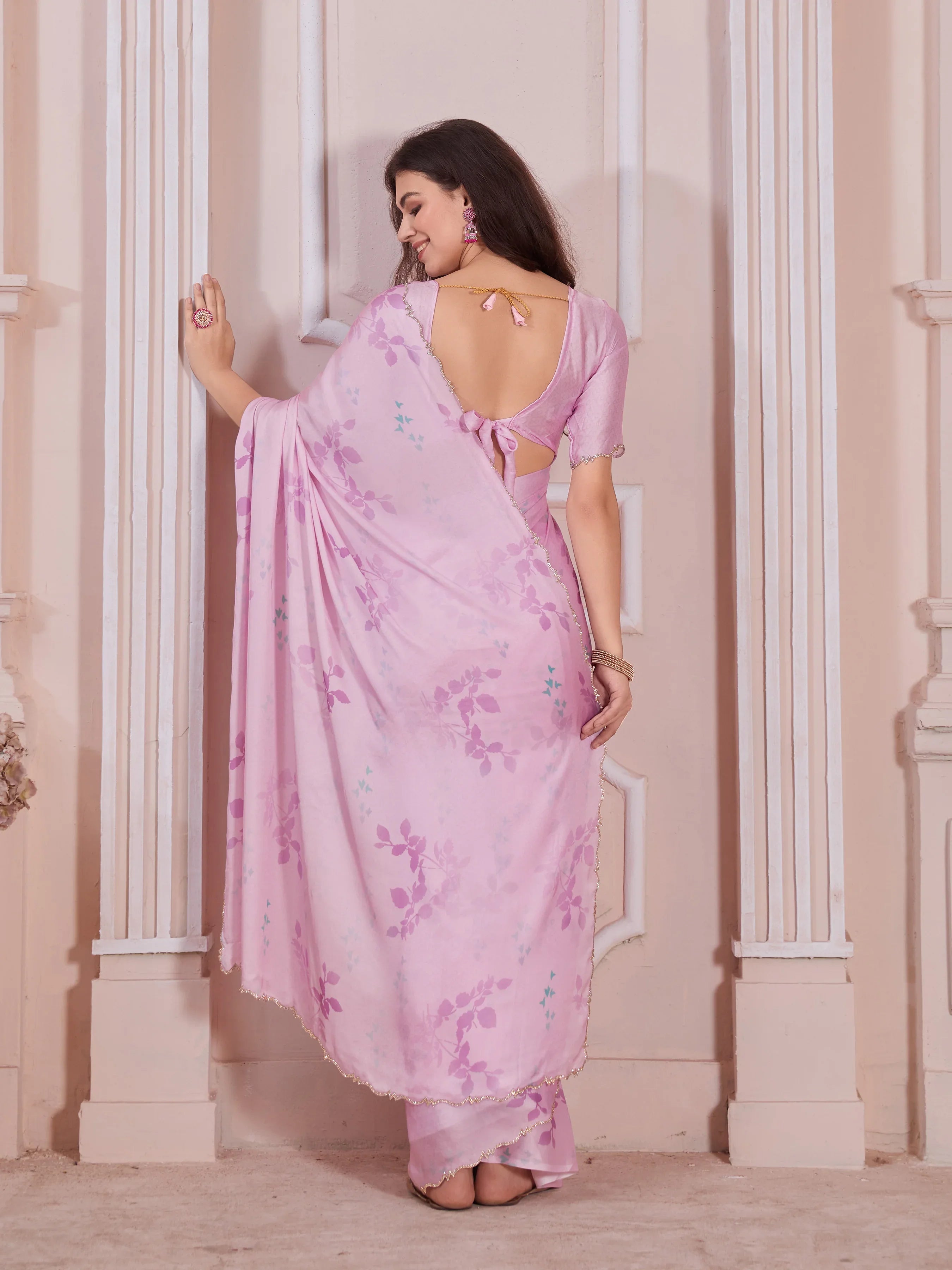Beautiful Designer Casual Wear Pure Satin Georgette Saree
