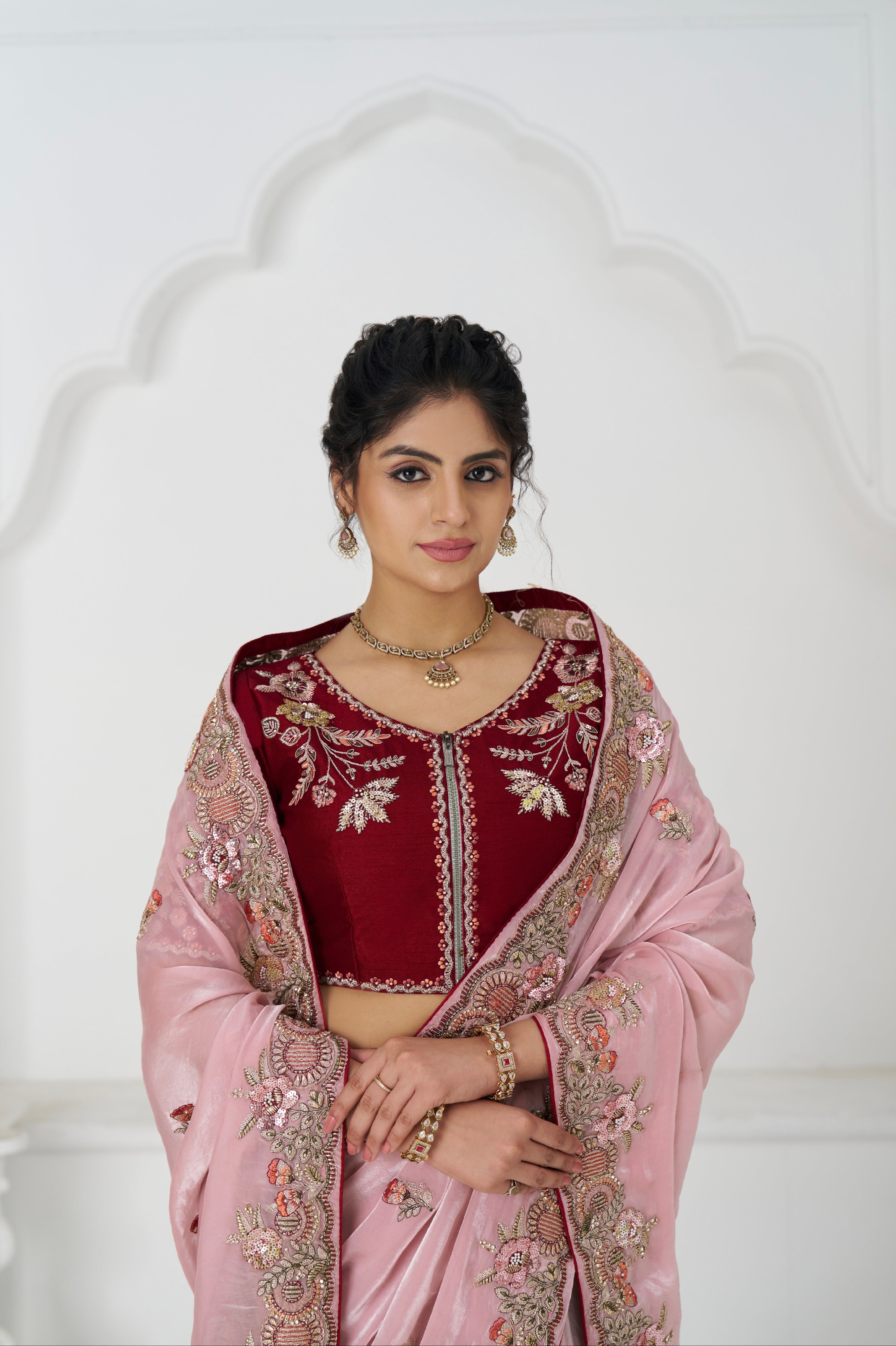 Designer pink saree for wedding and party wear