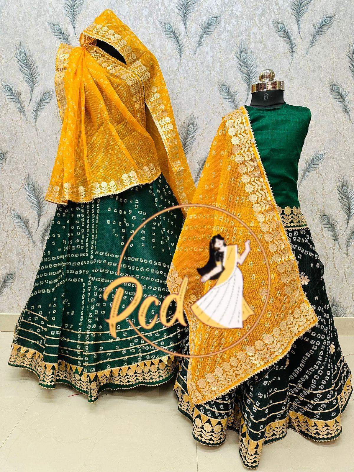 Rajasthani Traditional Combo Mother daughter Bhandhej Kotta Doriya Lehenga Chunni - Anant Exports
