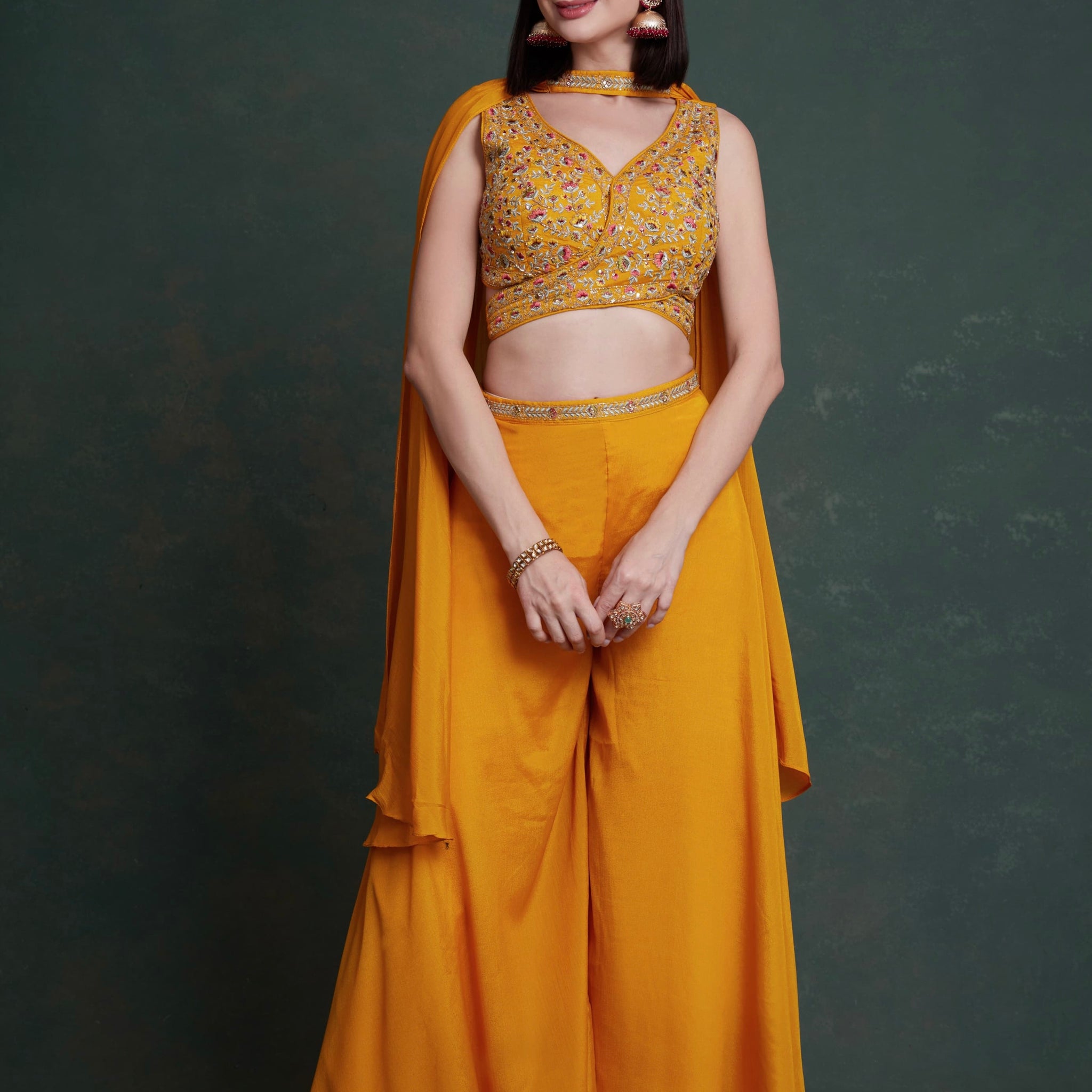 Party Wear Designer Real Chinnon Plazzo Suit