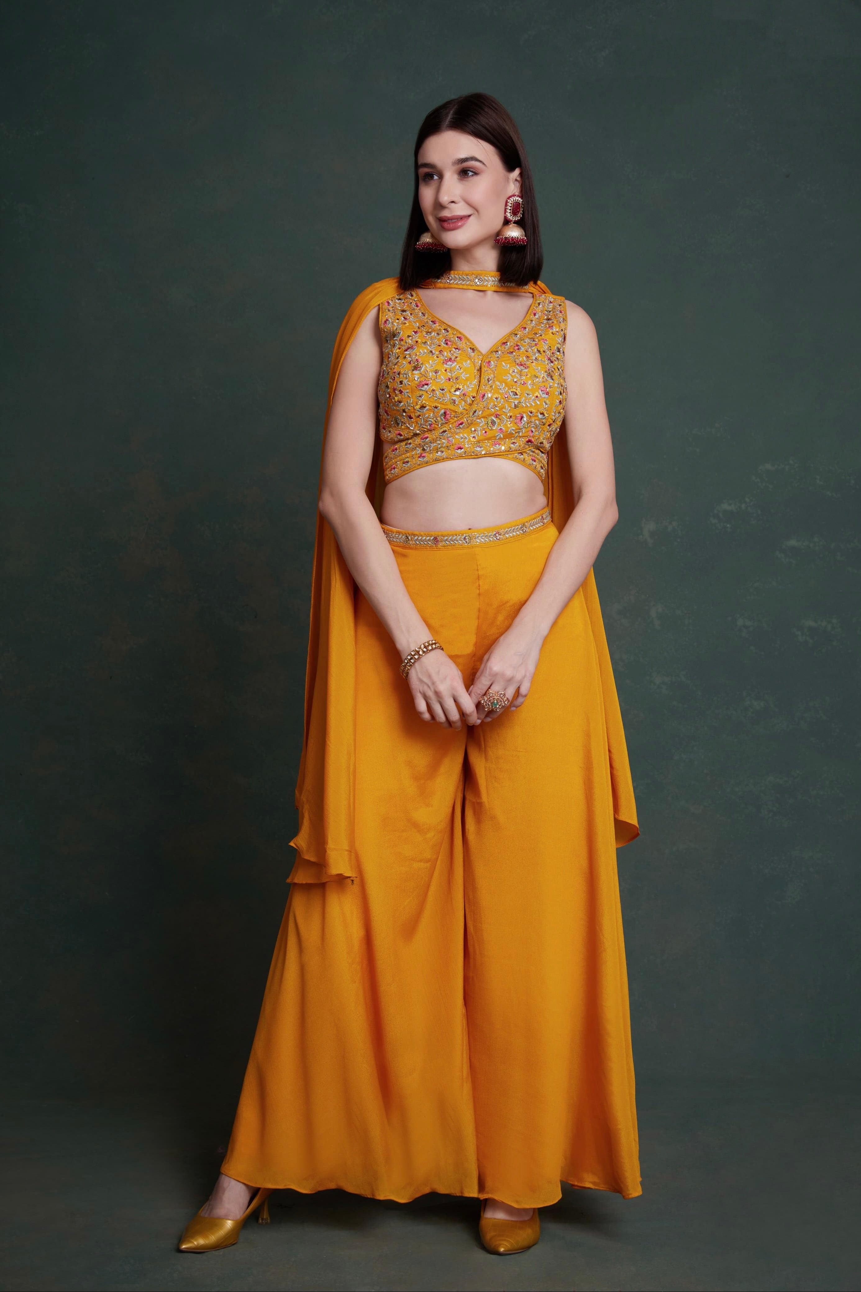 Party Wear Designer Real Chinnon Plazzo Suit