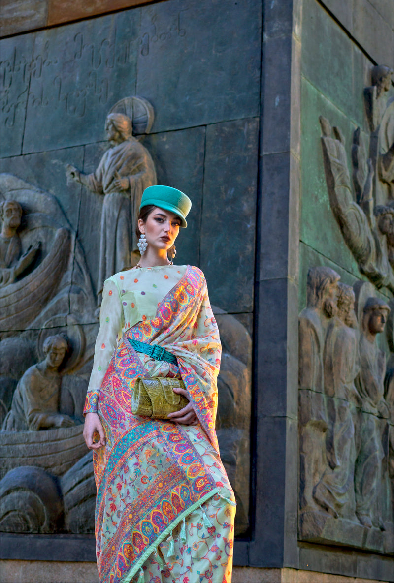 Beautiful Designer Occasion Wear Kashneer Silk Handloom Weaving Saree