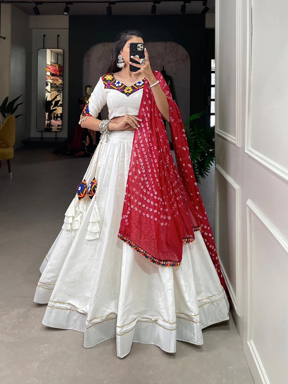 Beautiful Party Wear Traditional Gamthi Mirror Work Lehenga Choli D.No. 1604 - Anant Exports
