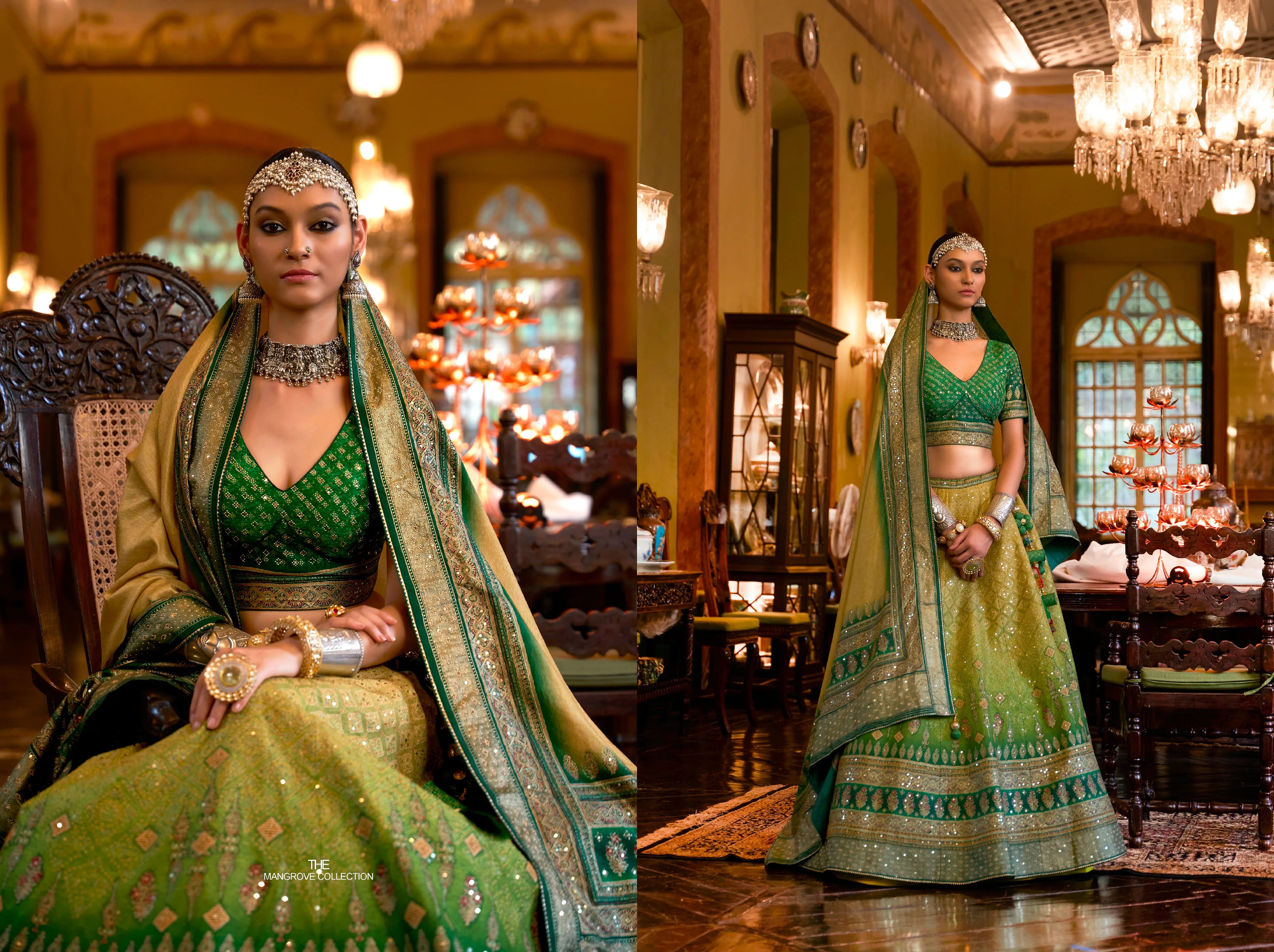 Elegant Bridal Lehenga Choli - Smooth Silk &amp; Mirror Embellishments