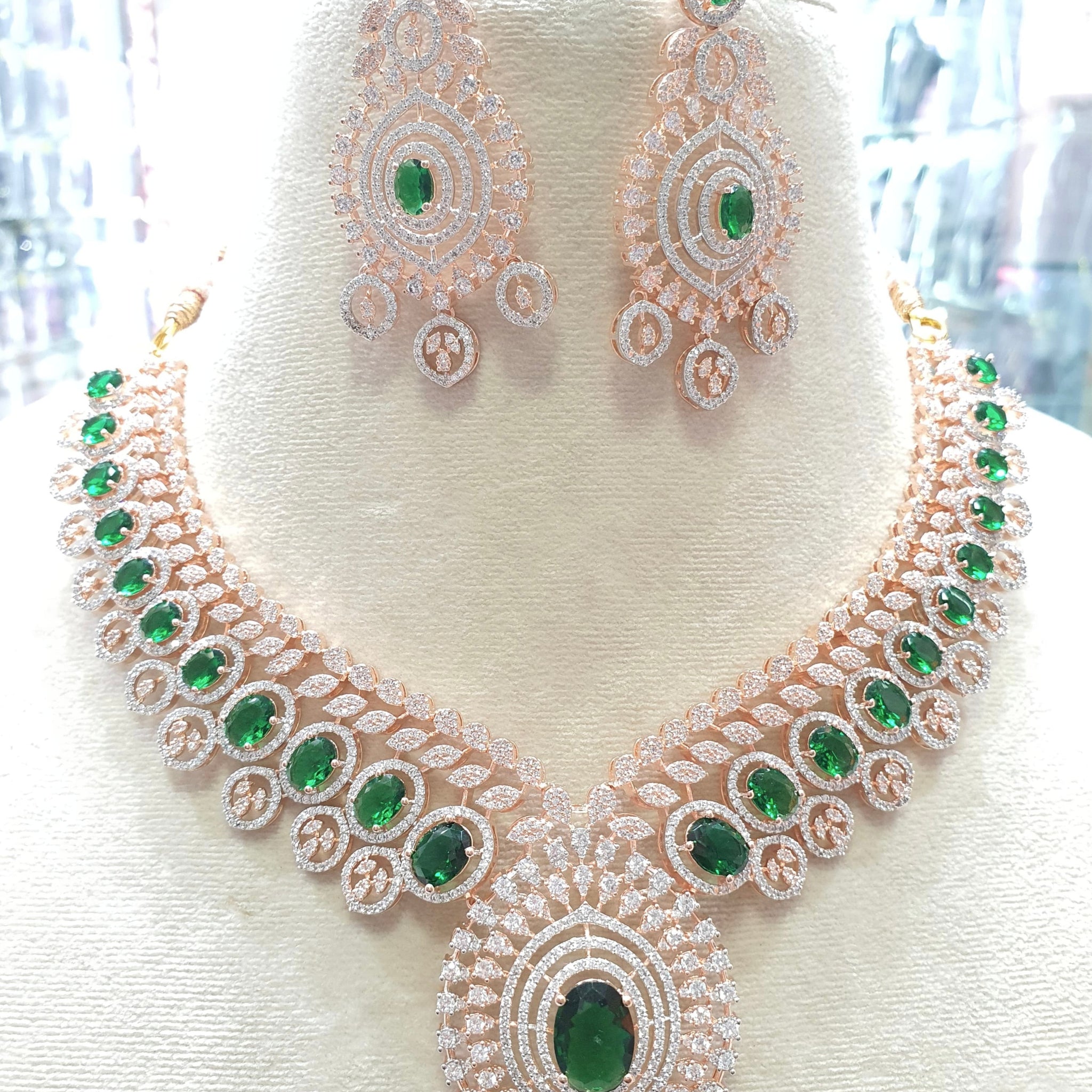 Rose gold green necklace for wedding