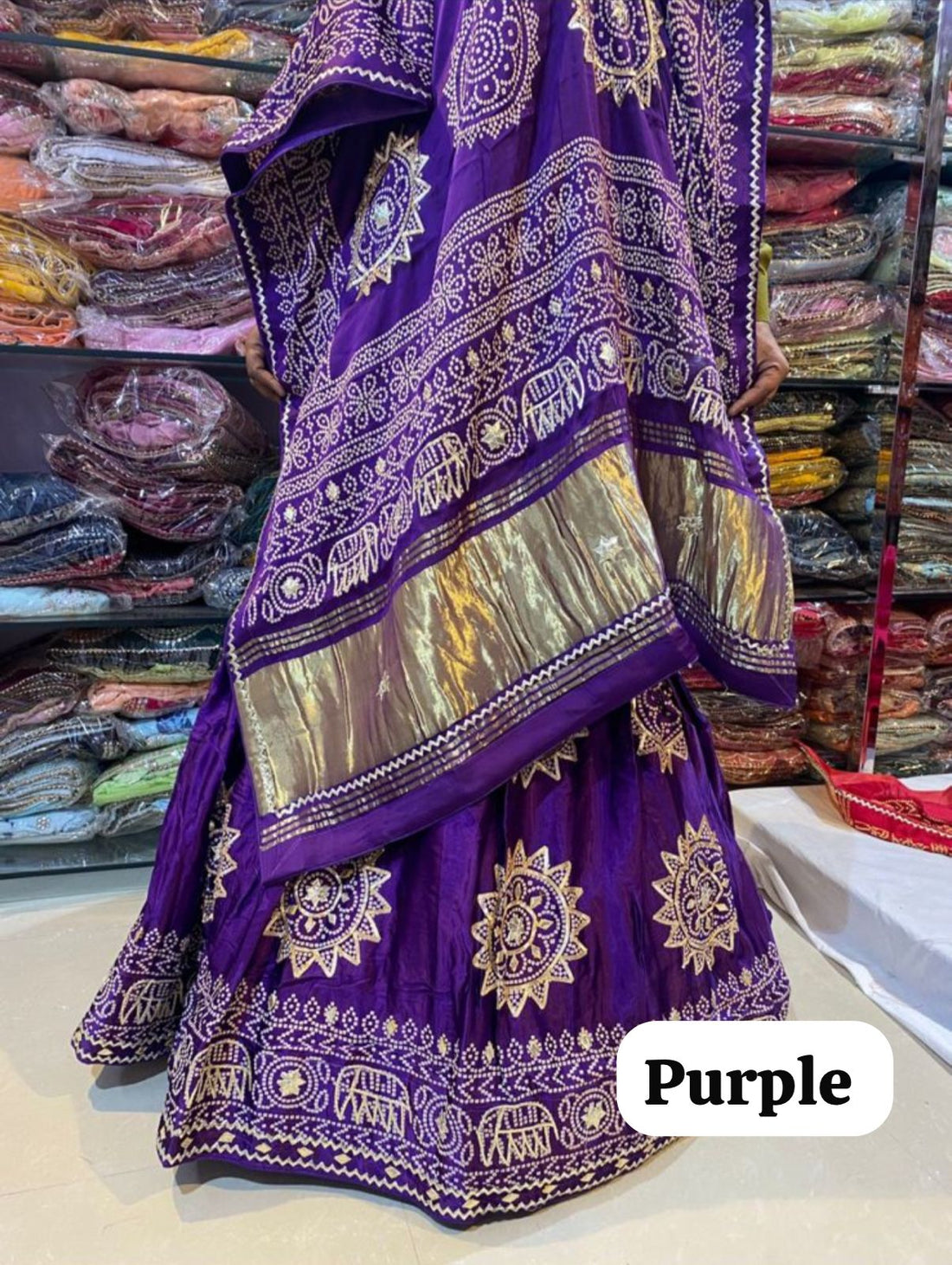Purple Pure Modal Gajji Silk Rajsthani Lehenga Choli 