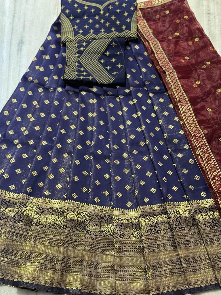 Beautiful Kanjiveram Silk Pure Zari Half Saree - Anant Exports