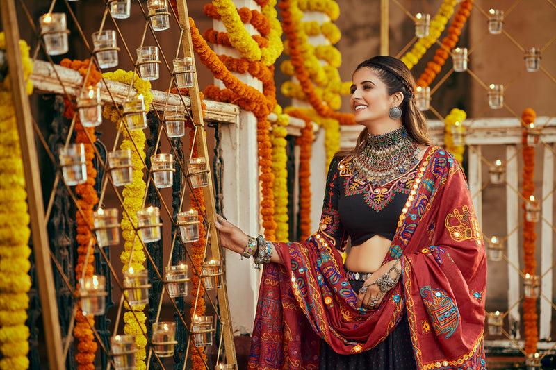 Mirror work choli for black Navratri dress