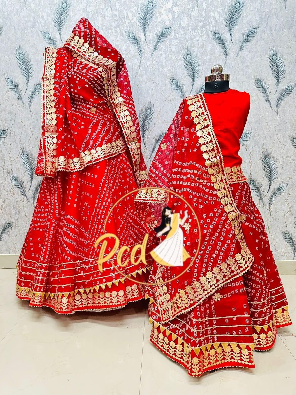 Rajasthani Traditional Combo Mother daughter Bhandhej Kotta Doriya Lehenga Chunni - Anant Exports