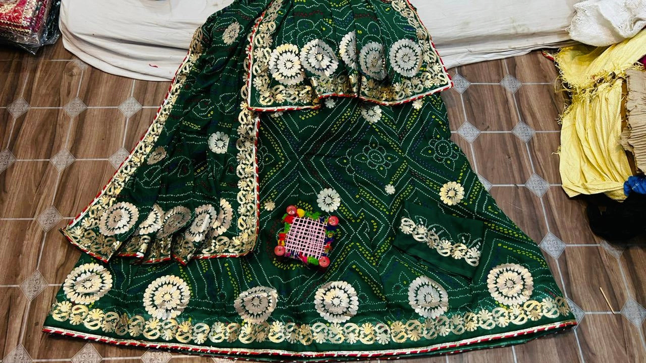 Rajasthani Traditional Bandhini Gotta Patti Lehenga Choli