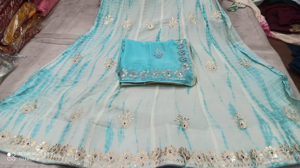 Rajsthani Traditional Gottapatti Shibori Lehanga Chunni