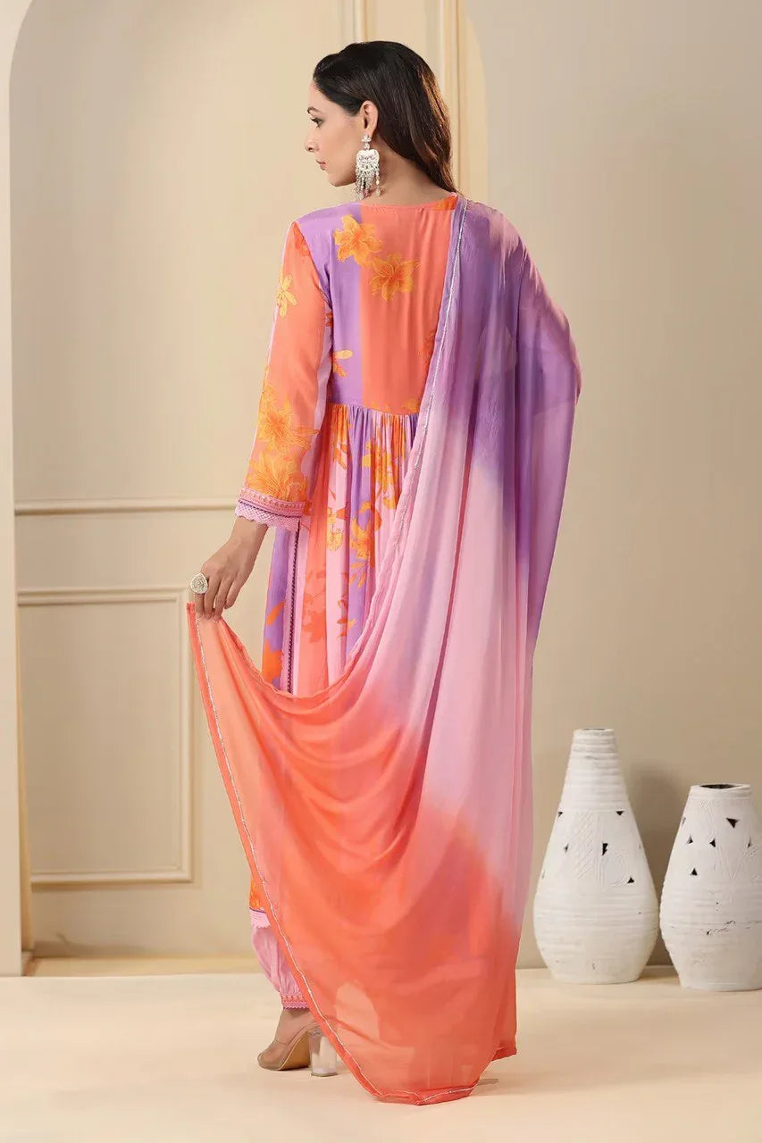 Beautiful Party Wear Pure Muslin Alia Cut Suit With Dupatta - Anant Exports