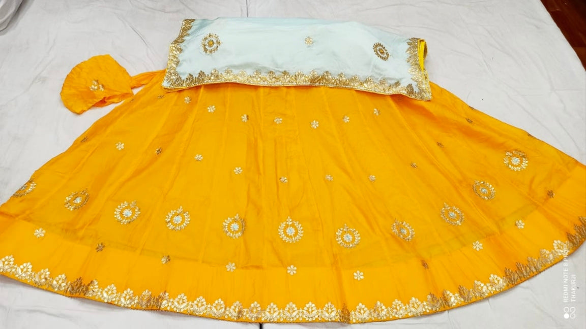 Rajsthani Traditional Rajputi Pure Organza Butti Work Lehenga Choli