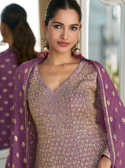 Royal Purple Hand Swarovski Palazzo Suit