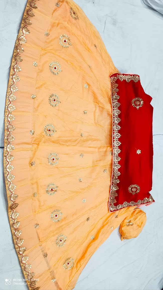 Rajsthani Traditional Rajputi Pure Organza Butti Work Lehenga Choli